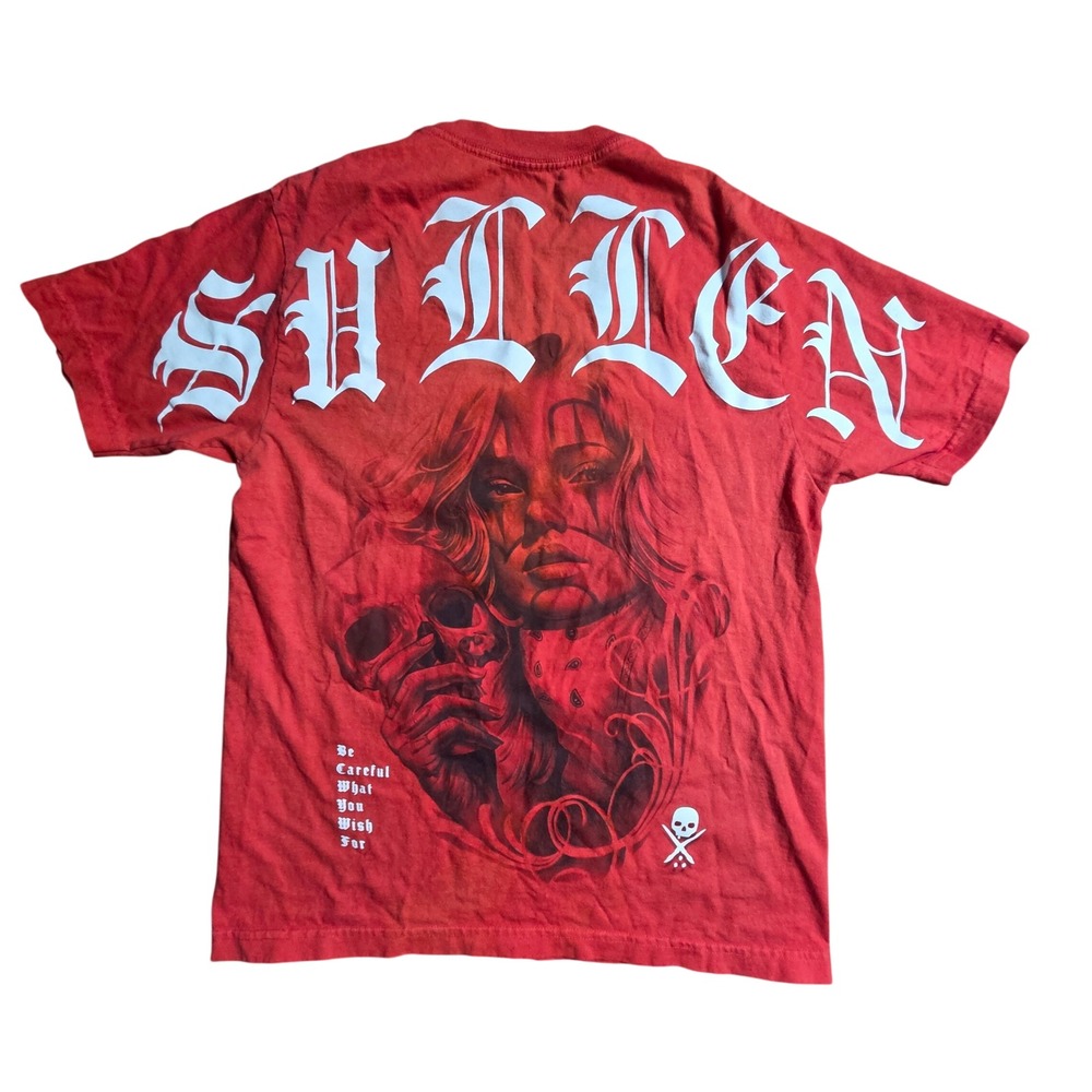 Sullen Art Collective Two Faced 1 Ton Premium Tee M Tattoo Skull Grunge Chicano